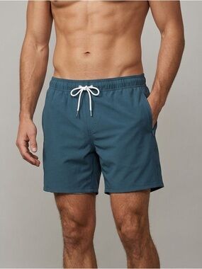 HOLLISTER 4-Way Stretch Swim Trunks in Teal 5.75” Inseam Size M